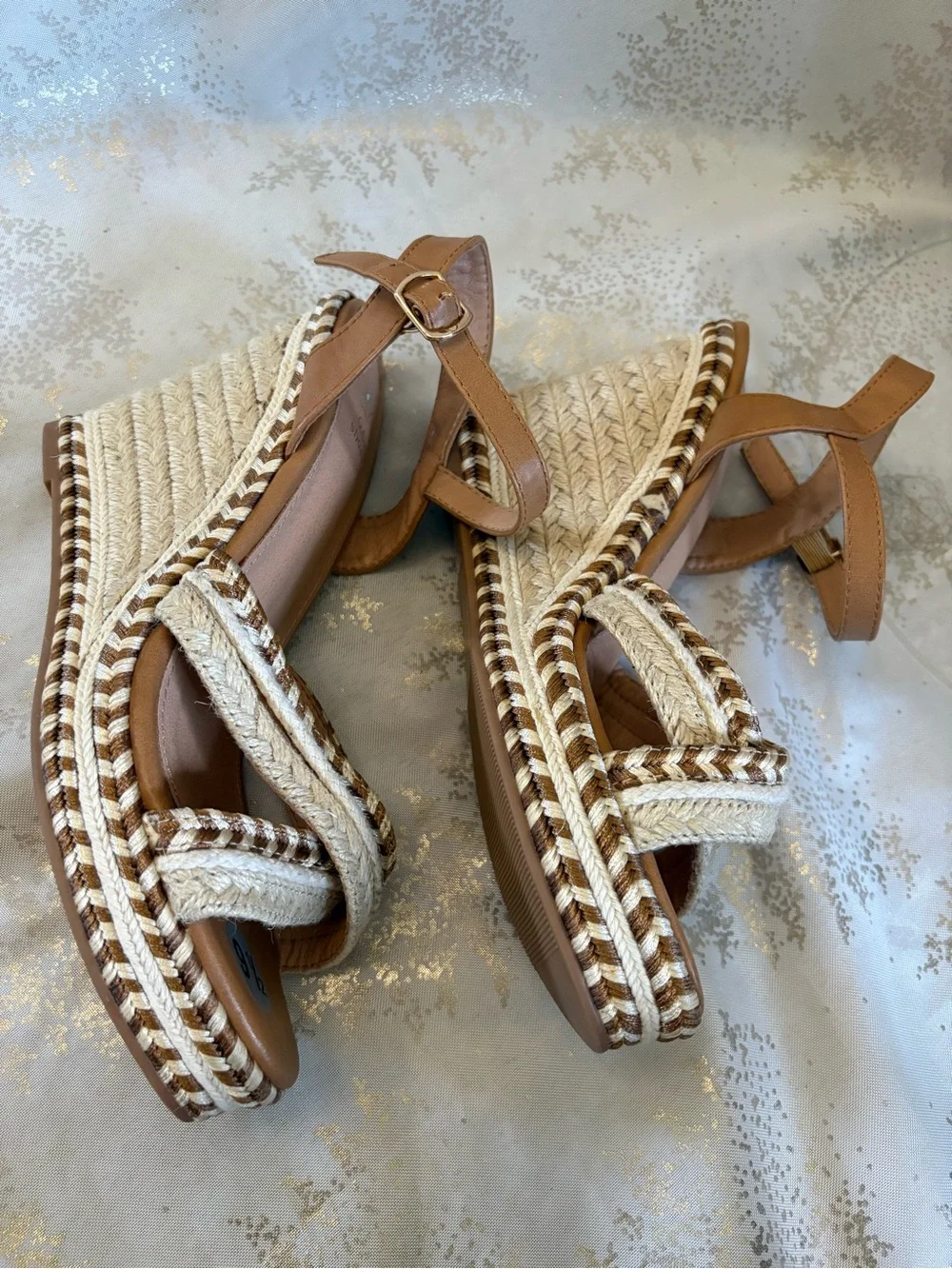 Braided Espadrille Platform Sandal - Tan & Cream